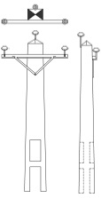 آرايش مثلثي هادي های تیر برق - step down substation - تجهیزات پست هوایی برق - تجهیزات نصب ترانس هوایی - دستورالعمل هاي نصب، نظارت بر نصب، بهره برداري و سرويس و نگهداري پست های هوايي برق
