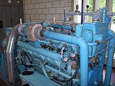 Holset turbocharger (x2), on 450 hp (340 kW) V12 Kromhout diesel engine