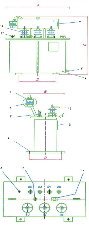 step down substation - پست هوایی برق - ترانس برق قدرت سه فاز - ترانسفورماتور قدرت