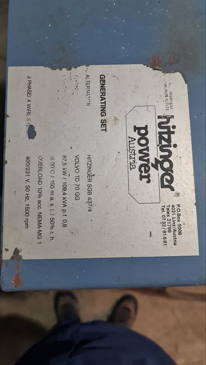 تعمیر دیزل ژنراتورولوو110 کاوا ولوو با ژنراتور هیتزینگر